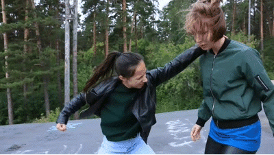 Cop Tiffany arrests the criminal Stefania